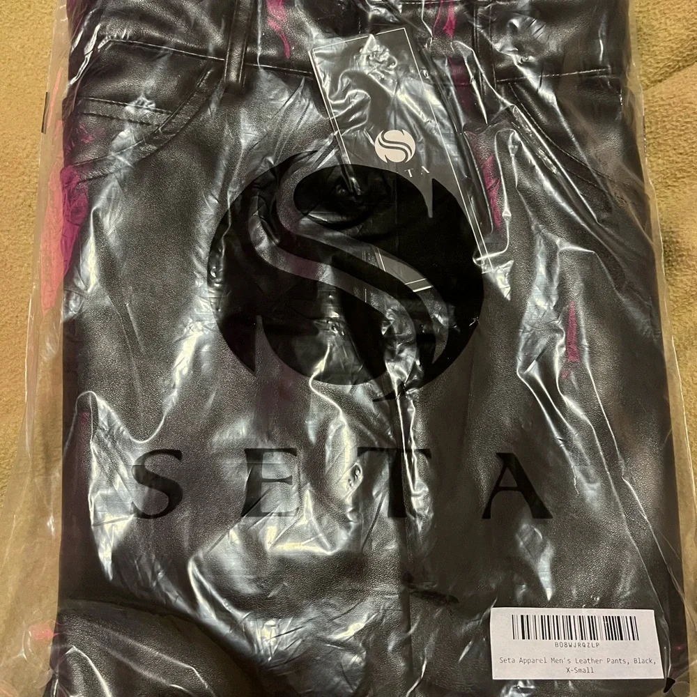 NWT Seta Men’s Black Leather Pants Size XS - Picture 2 of 6